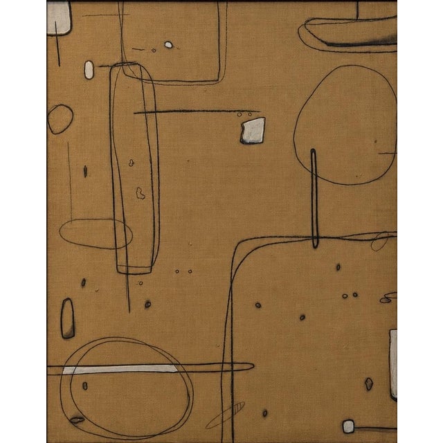 Abstract Quiet Structure, 2026 Mix Media on Canvas, Vintage Frame. 2026 For Sale - Image 3 of 4