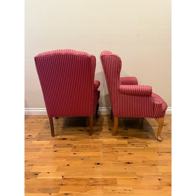 Mid 20th Century Vintage Queen Anne Wingback Chairs A Pair | Chairish