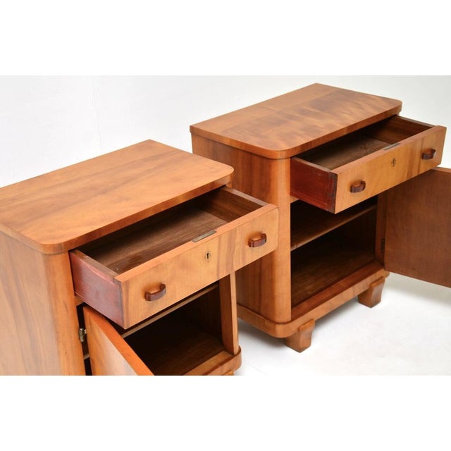 Swedish Art Deco Walnut Nightstands, 1930, Set of 2 For Sale - Image 4 of 13