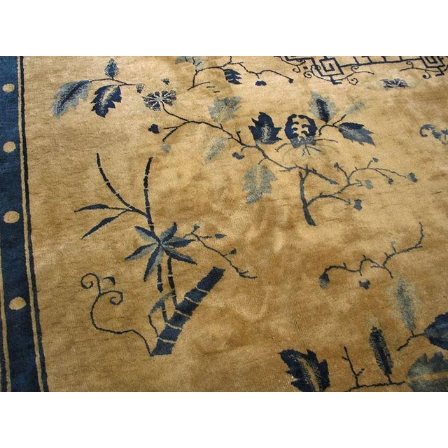 Beautiful Floral Design and Sand Background Color Antique Chinese Art Deco Rug For Sale In New York - Image 6 of 7