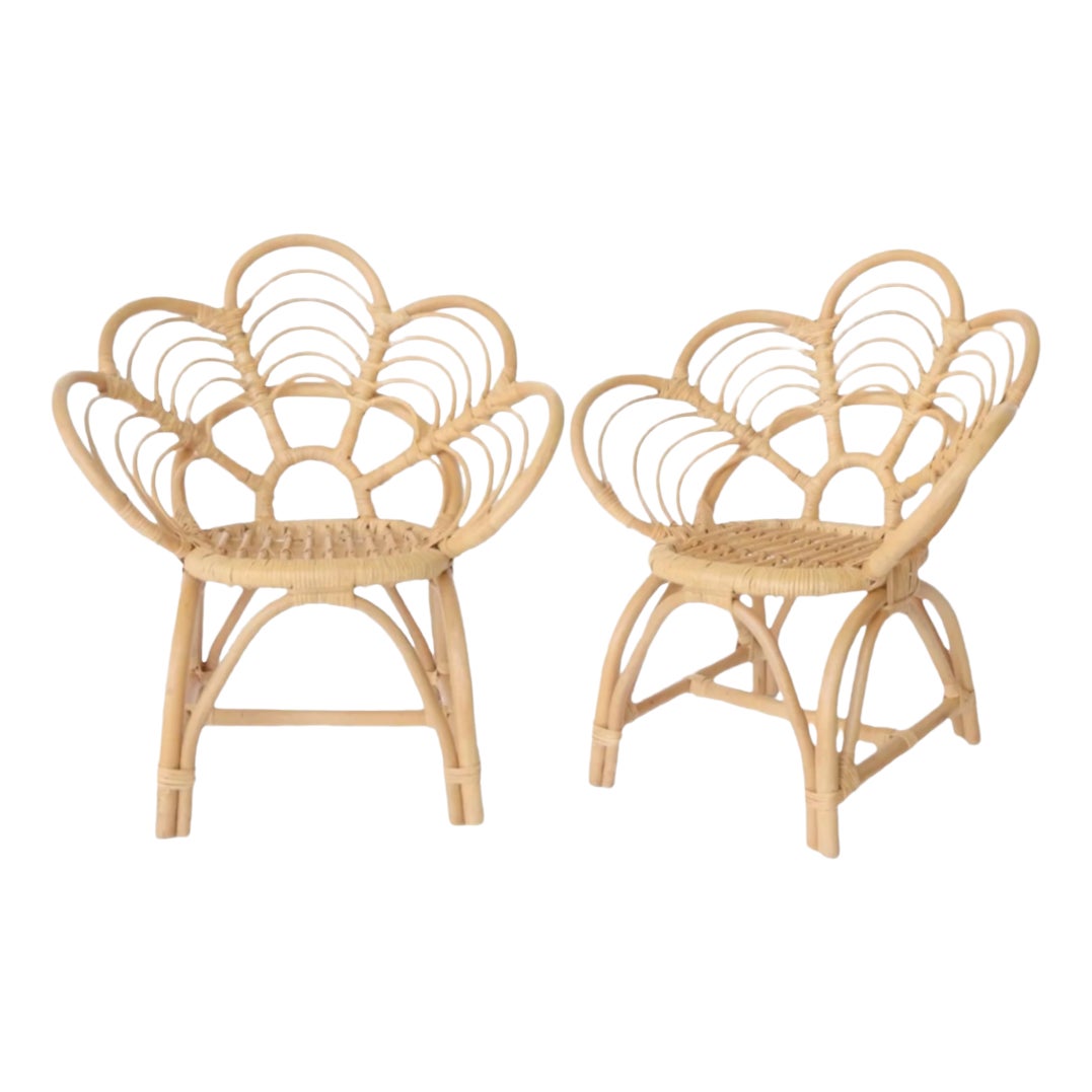 Faux Rattan Flower Chair, Set of 2 Chairish