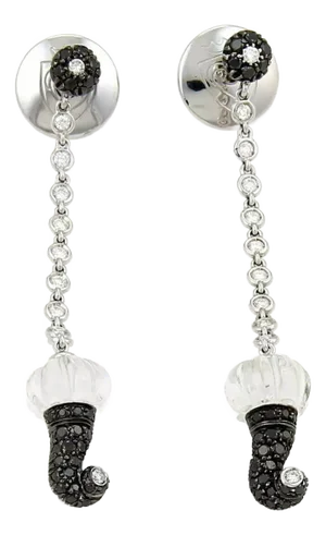 Chantecler Capri Diamond & Clear Quartz 18k Gold Dangle Earrings - 2 Pieces