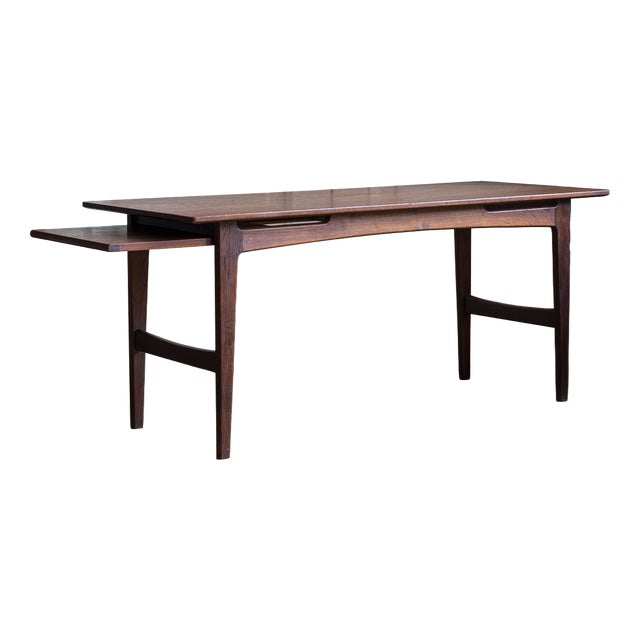 Danish Teak Coffee Table with Sliding Shelf, 1960s For Sale