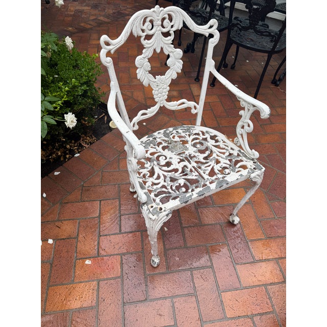 Molla Set of 4 Vintage Hollywood Regency Molla Cast Aluminum Arm Chair For Sale - Image 4 of 12