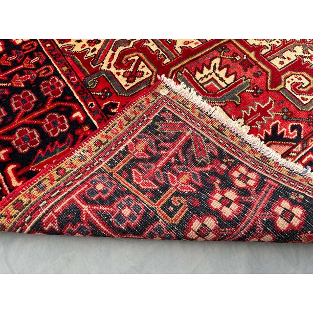 Vintage Caucasian Tribal Rug 10'2" X 12'9" – Oversized Heriz Design Wool Living Room Carpet For Sale - Image 9 of 9