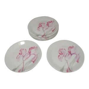 1960s Syracuse China Pink Iris Dessert Plates, Set of 8