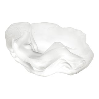 MidCentury Frosted Glass Sleeping Beauty Sculptural Nude Dish Signed R Lalique For Sale