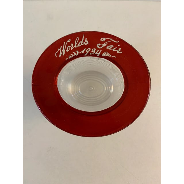 Burgundy Vintage 1934 World's Fair Ruby Flash Toothpick Holder For Sale - Image 8 of 8