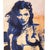 Y2K female portrait rendered in a bold, deeply saturated blue, this piece is done in the screen printing style. The figure...
