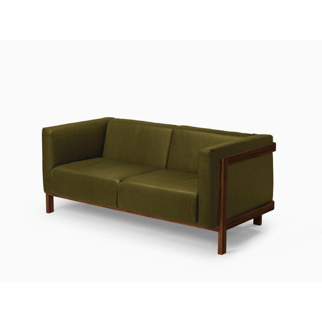 Two-Seater Sofa in Walnut and Leather by Julien Renault For Sale - Image 13 of 13