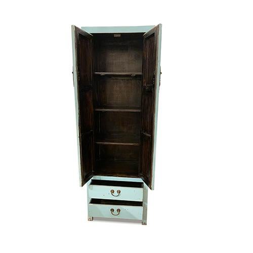 The tall cabinet is made out of elm wood. It has 2 doors, 2 drawers and 3 removable shelves. It is great pieces for...