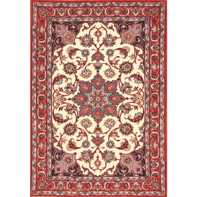 Red Hand-Knotted Middle Eastern Rug in Wool & Silk For Sale - Image 8 of 8