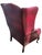 Burgundy Vintage English Georgian-Style Wingback Oxblood Upholstery Lounge Chair & Matching Ottoman For Sale - Image 8 of 10