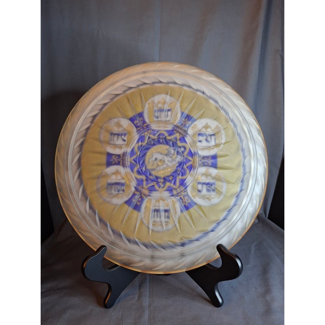 Vintage A. Barton Creation 24k Gold & Cobalt Blue Glass Seder Plate - 13.25" For Sale - Image 10 of 16