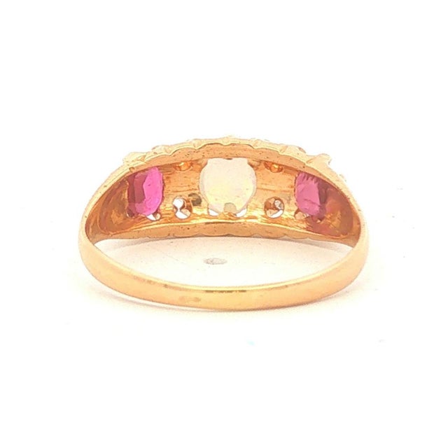 Mid-Century Modern Mid 20th Century 17k Gold Opal and Ruby Ring, Size 6.75 For Sale - Image 3 of 3