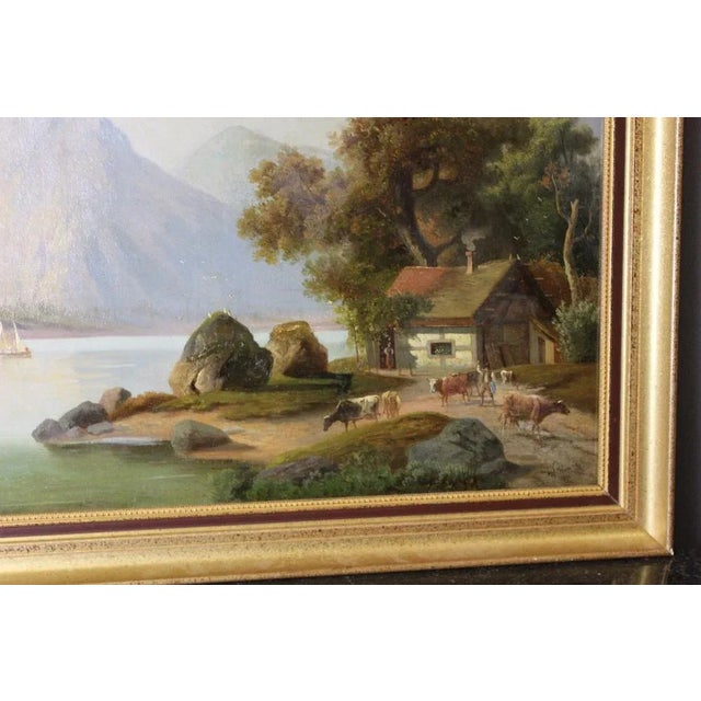 Mountain Landscape, 1800s, Oil on Canvas, Framed For Sale - Image 10 of 13