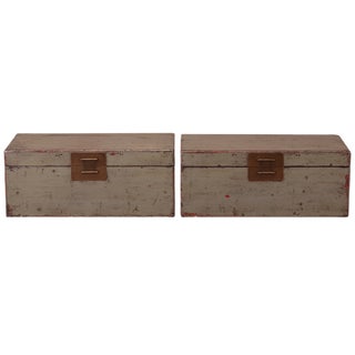 Grey Lacquer Blanket Trunks, Set of 2 For Sale