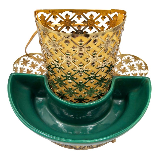 Mid-Century Modern 1950s Mid-Century Modern Regancy Brass & Ceramic Tv Lamp & Planter by Sierra Columbia For Sale - Image 3 of 11