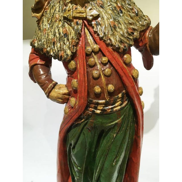 Venezian Polychrome Lacquered and Wooden Engraved Sculpture, 1750 For Sale - Image 4 of 18