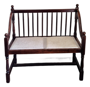 Vintage Spindle Back Wooden Settee- Spindle Back Wooden Bench