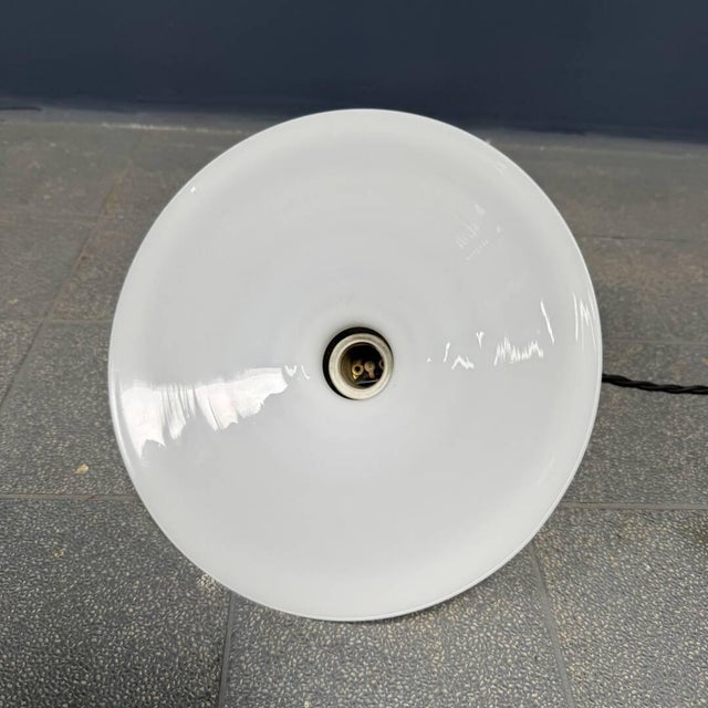 Vintage White Opaline Bowl Pendant Lamp with Brass Fitting, 1930s For Sale - Image 10 of 12