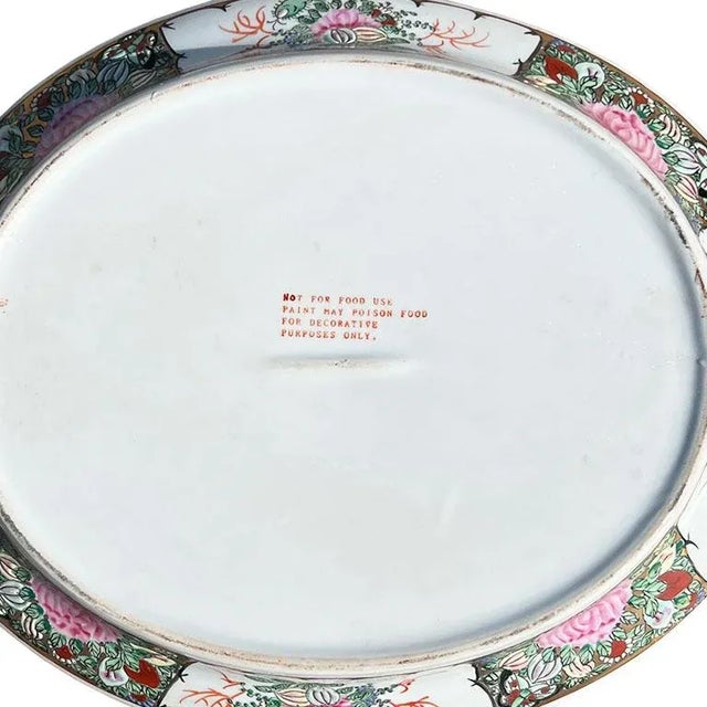Vintage Gilt Chinoiserie Pink Famille Rose Oval Ceramic Tureen With Lid and Underplate For Sale - Image 4 of 5