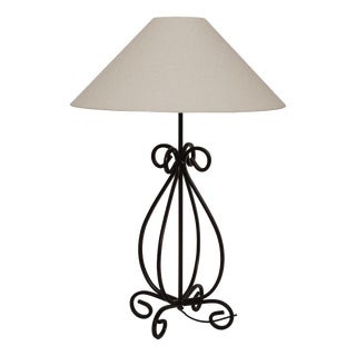 Large Scrollwork Metal Table Lamp For Sale