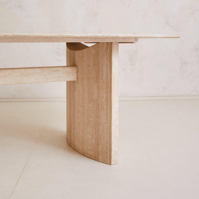 Italian Filled Travertine Oval Dining Table, 1970s For Sale In Chicago - Image 6 of 11