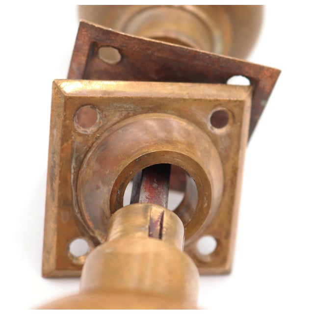 Vintage 2.125 In. Brass Passage Door Knob Set For Sale - Image 6 of 6