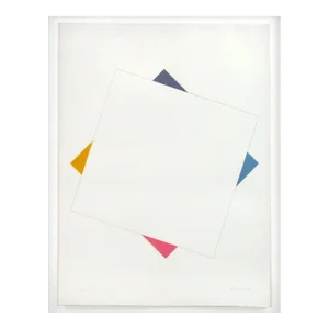 Richard Allen, British Modern "FOUR CORNERS II" Abstract Geometric Minimalist Gouache Painting 1987