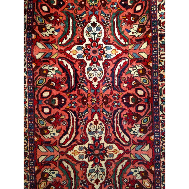 Vintage Persian Lilian Rug, Handknotted Wool, Geometric Pattern, Red & Ivory, 3x7 For Sale - Image 4 of 18