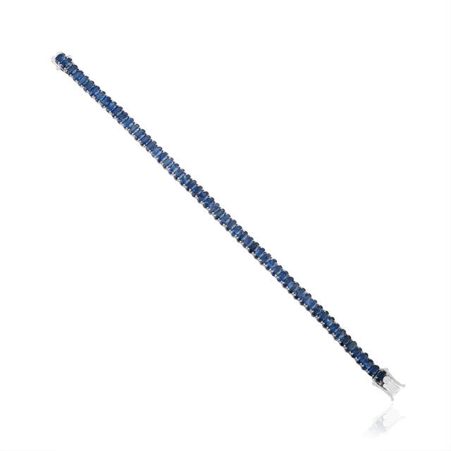 Metal VRJewels Luxury 15.54 Carat Natural Royal Blue Sapphire Bracelet in 14k Gold For Sale - Image 7 of 17