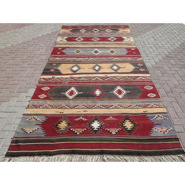 Vintage Turkish Sivas Ethnic Kilim Rug- 6′3″ × 11′6″ For Sale - Image 13 of 13