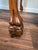 Mid-Century Modern Vintage Tiger Oak Writing Desk With Ball-and-Claw Feet & Cabriole Legs | Glass-Protected Top For Sale - Image 3 of 5