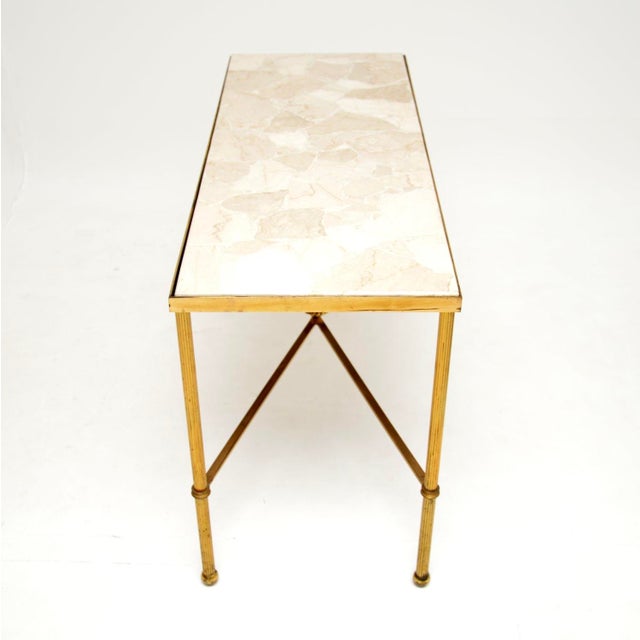 Vintage French Brass and Marble Coffee Table, 1960 For Sale - Image 4 of 11