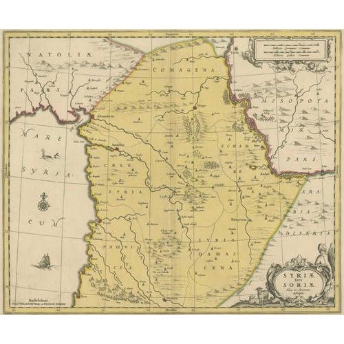 Hand-Colored Engraved Map of Syria from Valk & Schenk, Amsterdam, 1700 For Sale - Image 4 of 11