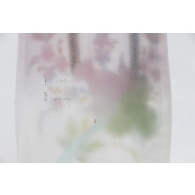 1920s Art Deco German Bavaria Hand Painted Glass Vase Depicting Swallows Birds and Flowers For Sale - Image 10 of 13