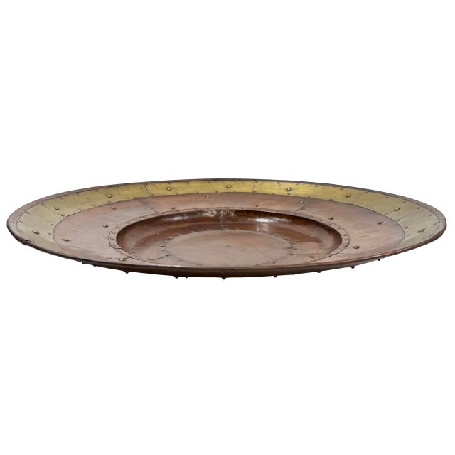Rustic Oversized Industrial Style Riveted Metal Tray For Sale - Image 3 of 6