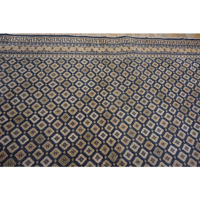 1920s Rectangle Wool Allover Geometric Hand Knotted Pile 1920s Large Antique Blue Rug For Sale - Image 5 of 11