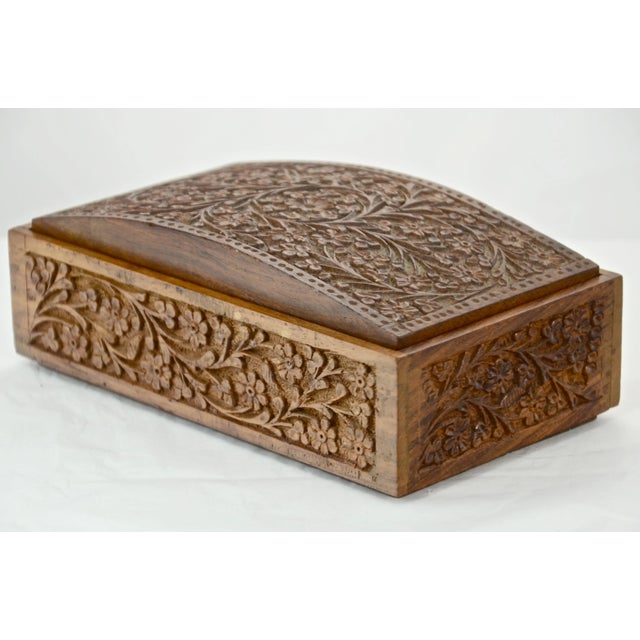 1950s Domed Shesham Carved Wood Box For Sale - Image 4 of 9