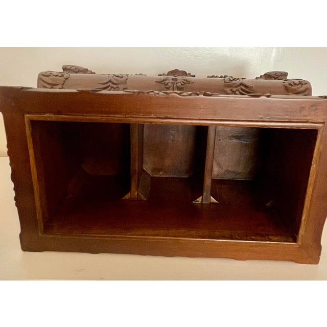 Brown Vintage Tea Caddy Wood Box Collector Piece For Sale - Image 8 of 13