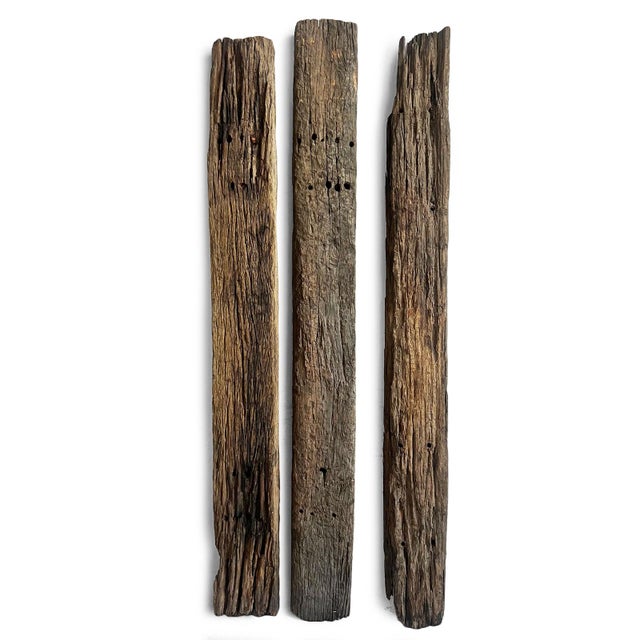 Authentic American old railway tie wood preserved pieces. Heavy and solid. Each unique worn look and sizes may vary by a...