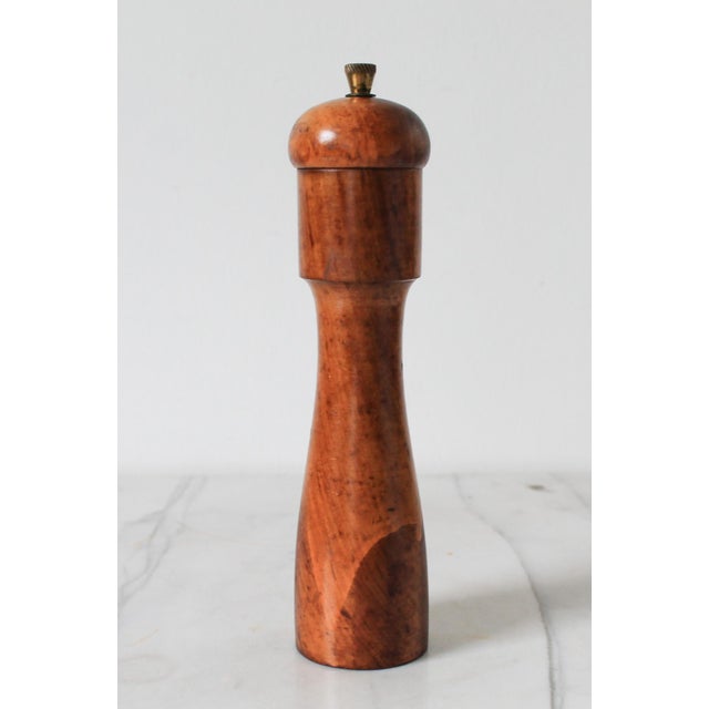 Mid-Century Modern Vintage Olive Wood Pepper Mill For Sale - Image 3 of 7