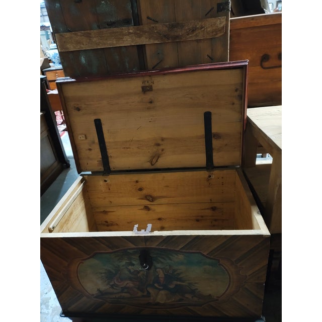 Mid 19th Century Mid-19th Century Alpine Painted Pine Blanket Chest For Sale - Image 5 of 6