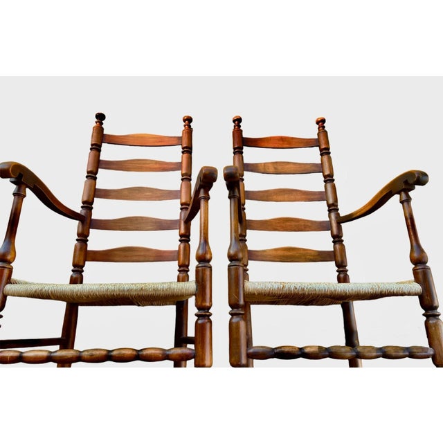 1920s Americana High Country Style Ladder-Back Chairs - Set of 2 For Sale In Dallas - Image 6 of 10