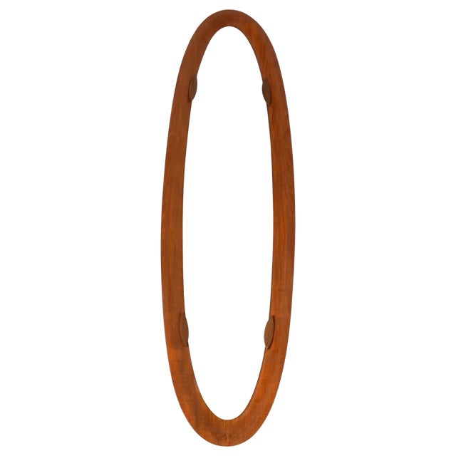 Italian Oval Plywood Mirror attributed to Franco Campo & Carlo Graffi, 1950s For Sale