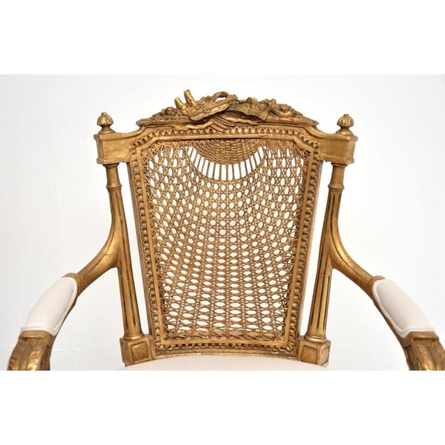 Antique French Gilt Wood Salon Armchairs, 1890s, Set of 2 For Sale - Image 6 of 14