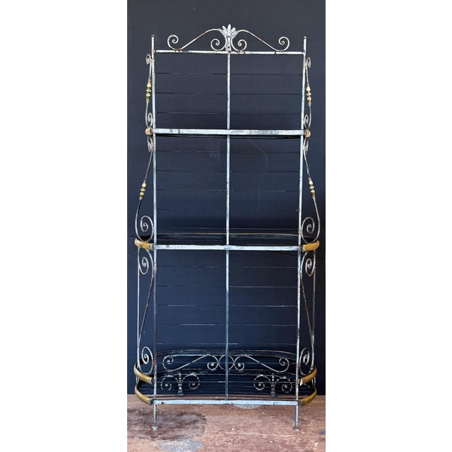 French Boulangerie Stand or Baker's Rack of Wrought Iron and Brass For Sale In Austin - Image 6 of 12