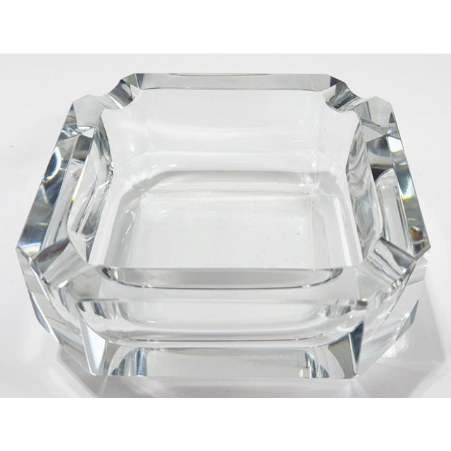 Hollywood Regency Vintage Glass Square Cut Ashtray or Catchall Dish For Sale - Image 3 of 9
