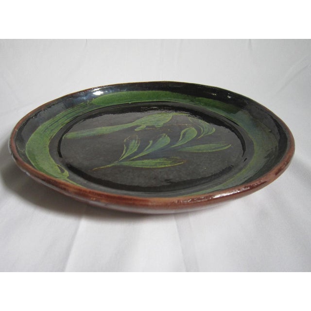 Mexican Vintage Patamban Mexico Redware Pottery Plate For Sale - Image 3 of 4